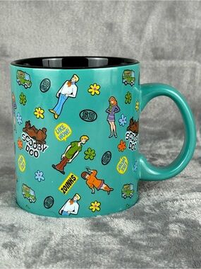 Scooby-Doo and the Gang Sticker Pattern Teal 20 oz Ceramic Mug